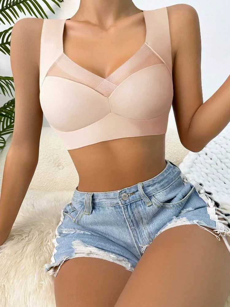 2PCS womens lace sports bra Plus size seamless strapless bra backless womens bra womens dress shockproof wireless L-5XLW250411