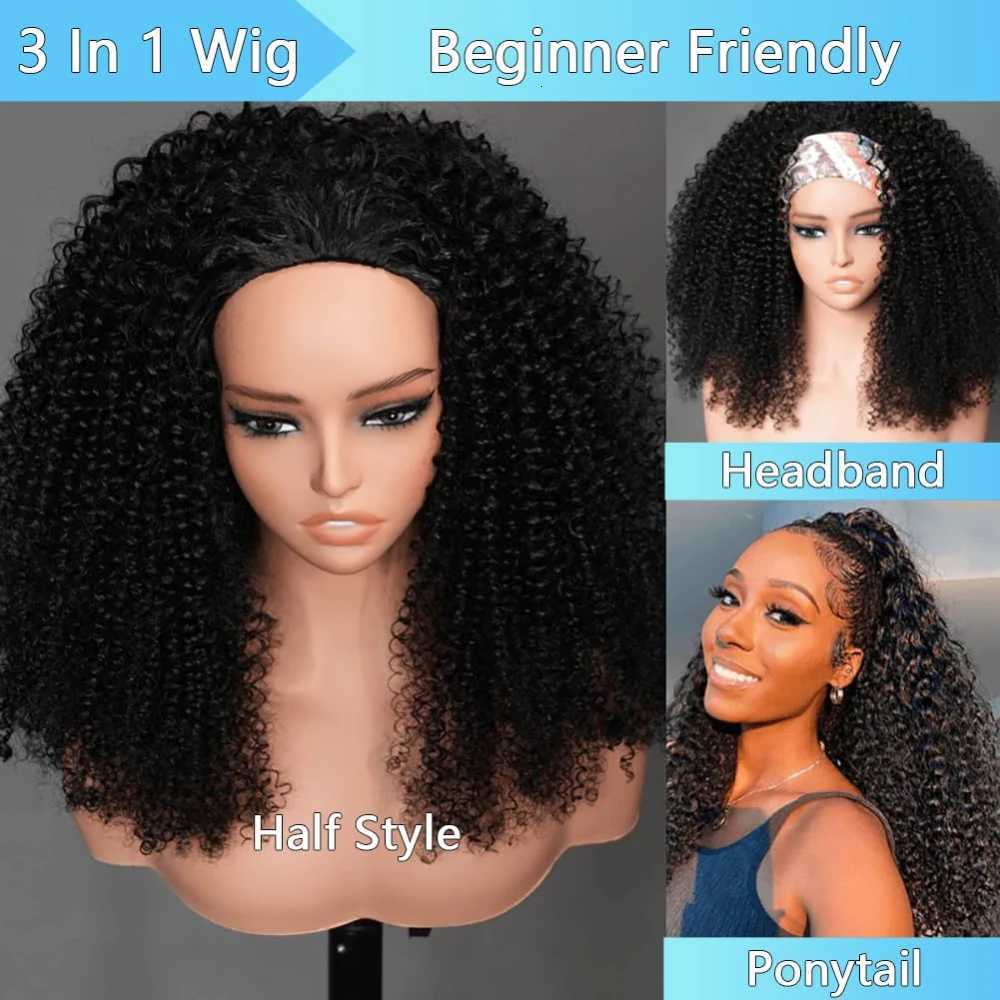 Half Wig Kinky Curly 200 Density Remy Hair Curly Wigs 100 Human Hair No Leave Out Upgrade Glueless Clip In Half Wigs For WomenT251111