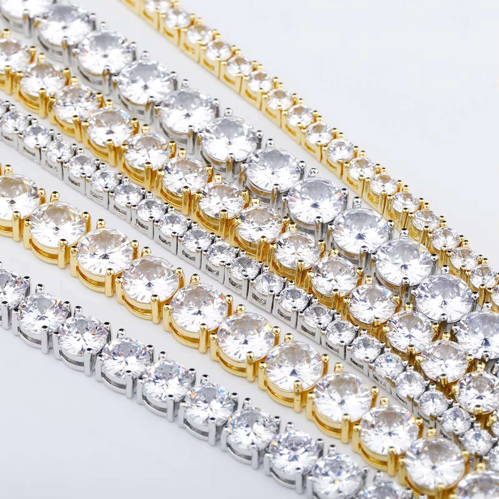 925 Silver Moissanite Bracelet Iced Out VVS Moissanite 3mm 4mm Tennis Bracelet Spring Clasp Lab Diamond Tennis Chain Necklace