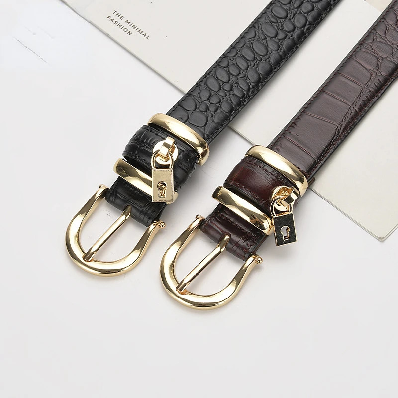 Genuine Leather Womens Pattern Cowhide Needle Buckle Belt Simple Casual Fashionable Andpersonalized Decoration 251031