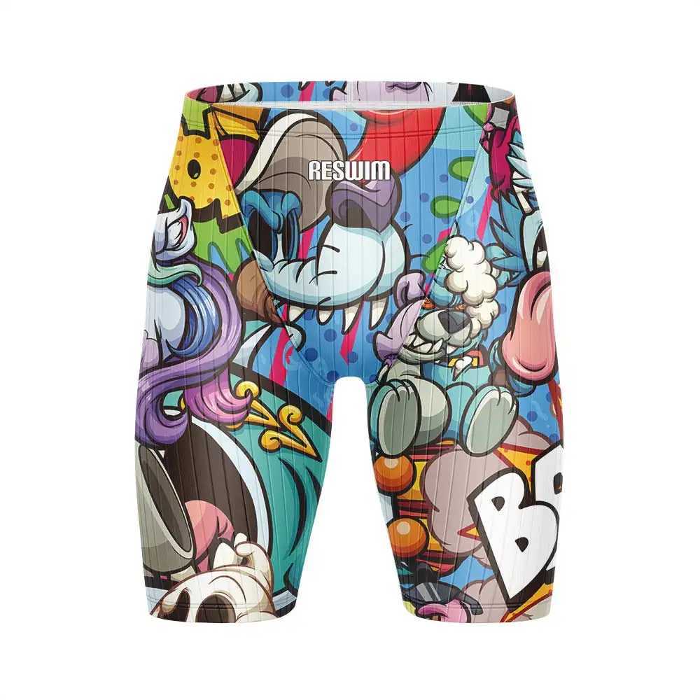 2025 Summer Mens Swimming Jammer Endurance Exercise Training Swimsuit Beach Swimming Relay Professional Swimsuit Jammer Tight Surfing ShortsW250410