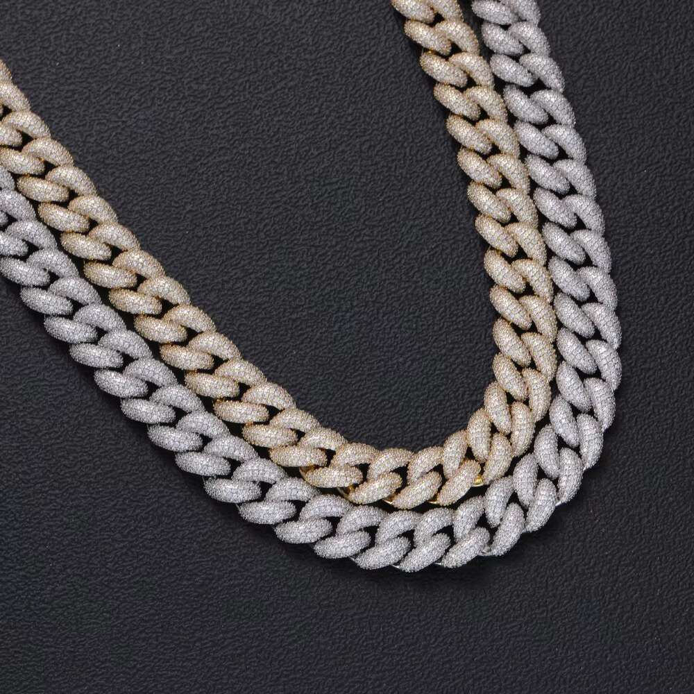 Xingguang Custom Jewelry Ice Out Necklace Hip Hop Style VVS Moissanite Diamond 925 Sterling Silver Cuban Link Chain