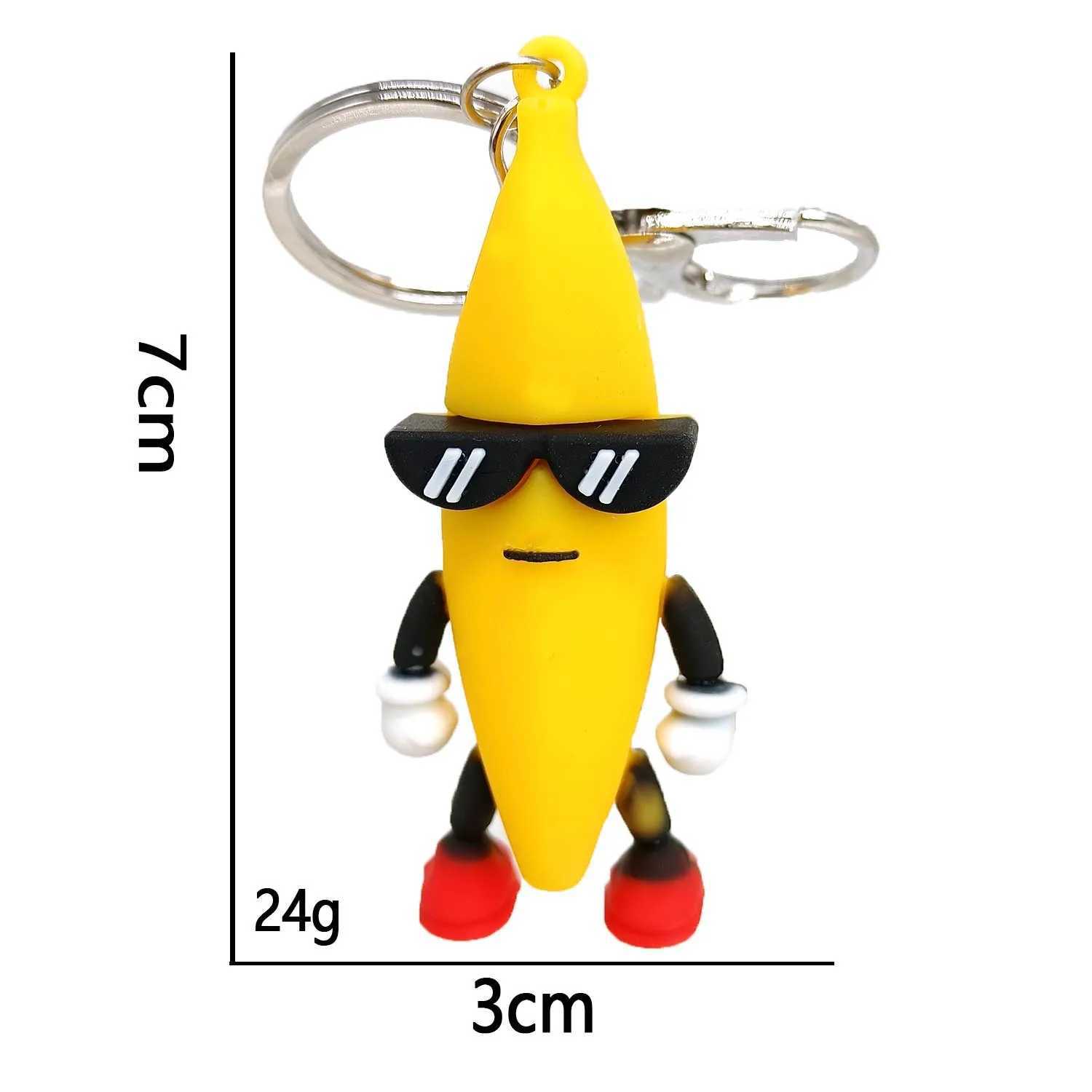 Creative rubber banana doll keychain fun cartoon characters pressure relief toy bag pendant keychain W250411