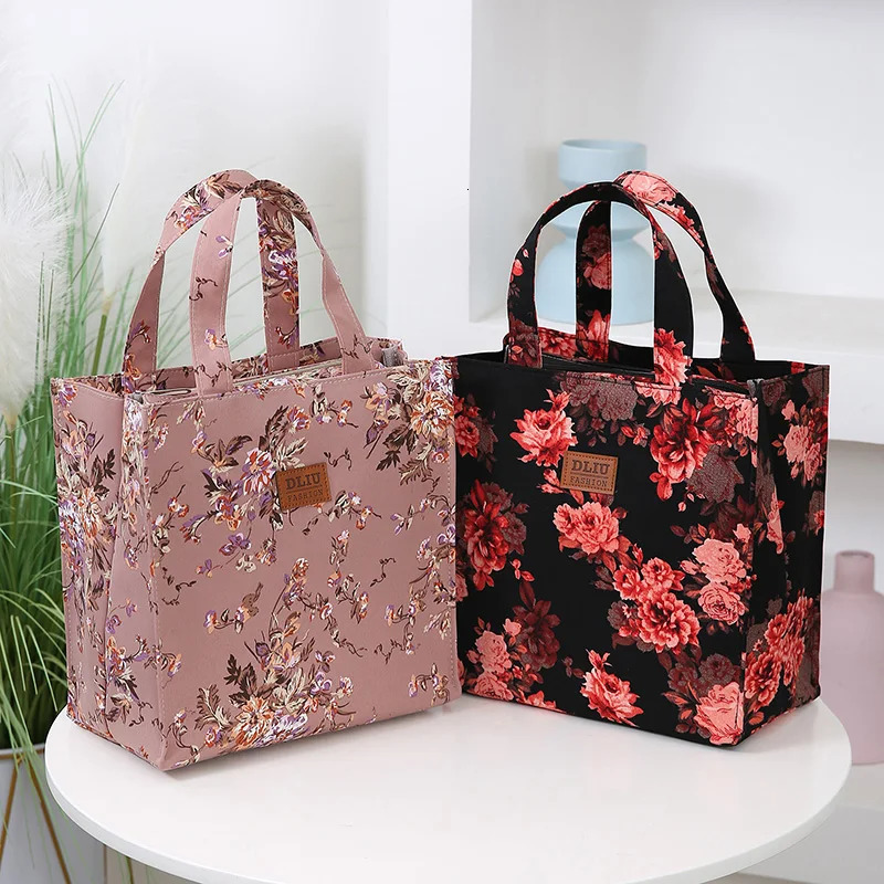 Vintage Large Capacity Handbag with Lunch Box Storage Bag for Work Commuting Shopping Portable Mother Cloth Tote 251110