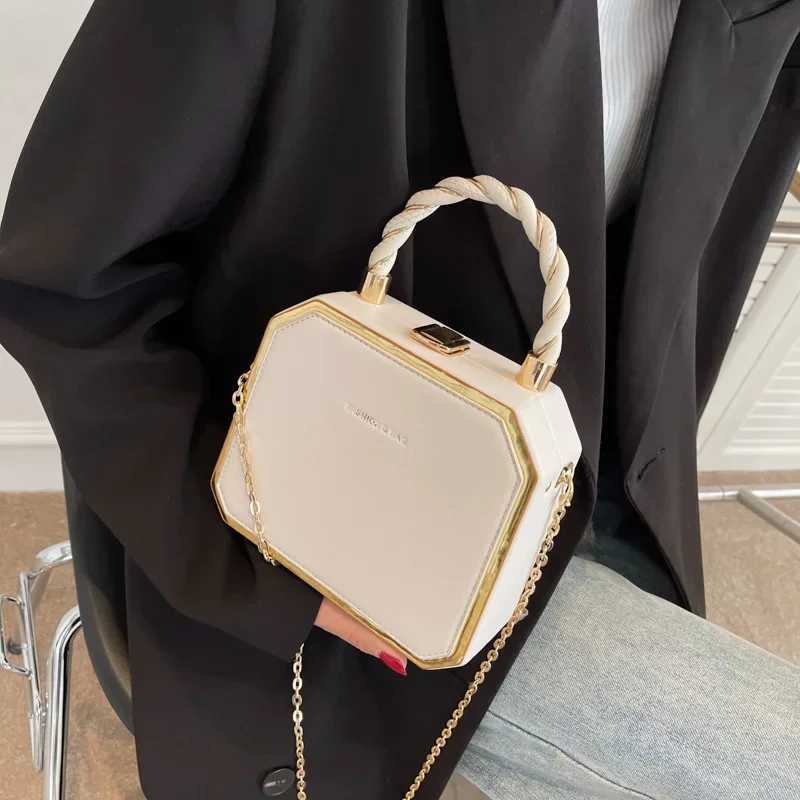 Hard Box Shape PU Leather Crossbody Bag with Short Rope Handle for Women 2022 Shoulder Handbags and Purses Lady Travel Cute ToteT251110