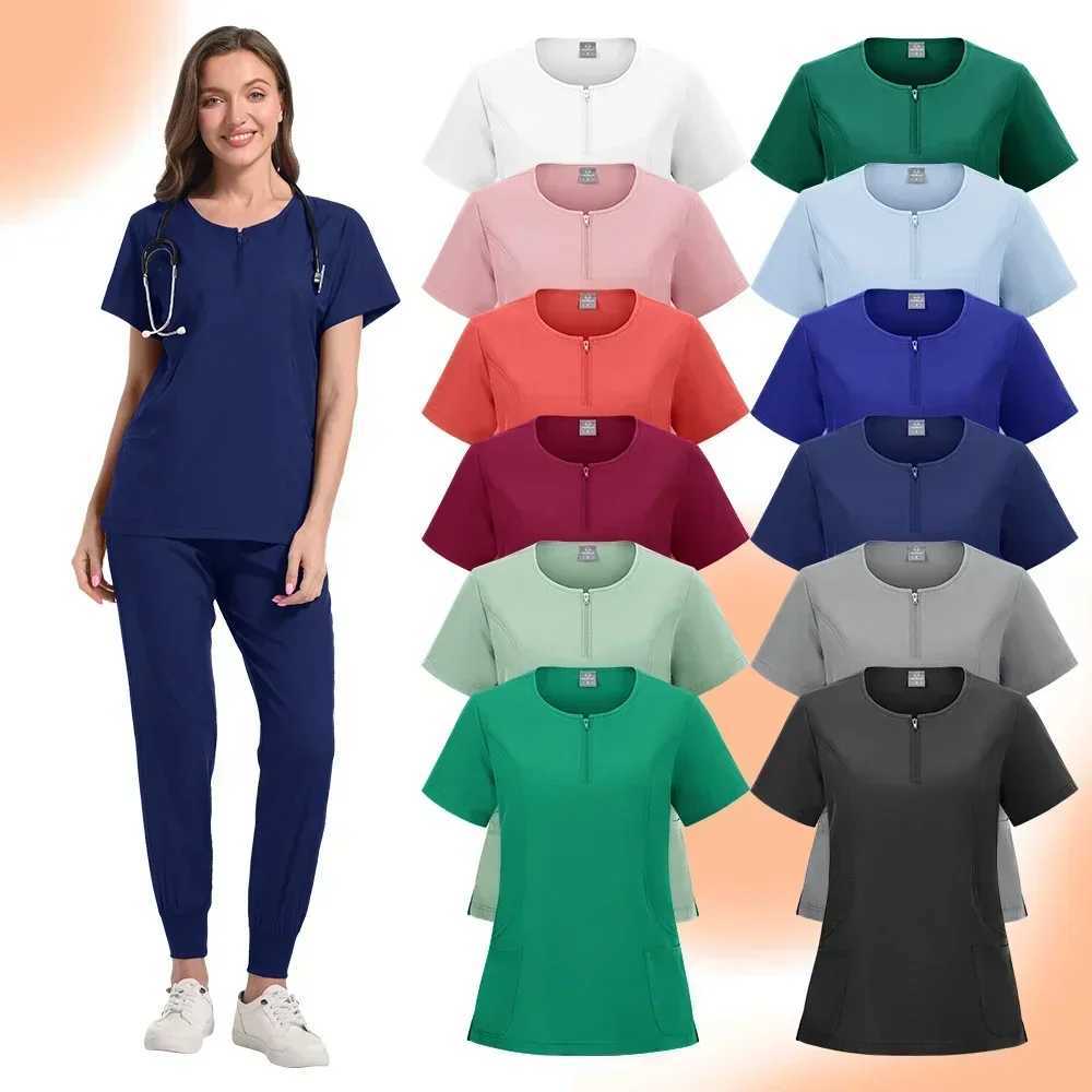 Multi color neutral short Slfed pharmacy nurse uniform hospital doctor work uniform oral dental surgery uniform medical washer set X250410