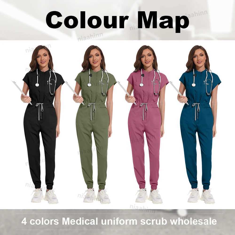 Niaahinn Scrub High quality jumpsuit nurse doctor hospital surgical gown multi-color medical care Scrubs beauty SPA uniform X250410