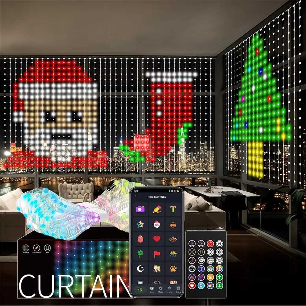 Christmas 400-800 LED RGB Smart Curtain Lights with MusicApp Controls and RemoteLED Party Lights for Wedding/Valentines Day/Birthday Y251111
