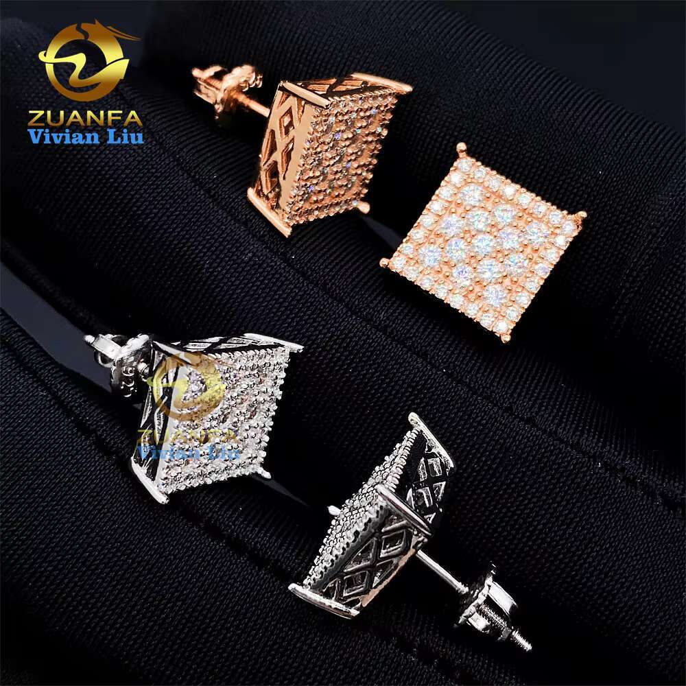 Wholesale Price Vvs Moissanite Diamond Women Jewelry Custom 18k Gold Plated 925 Sterling Silver Stud Earrings