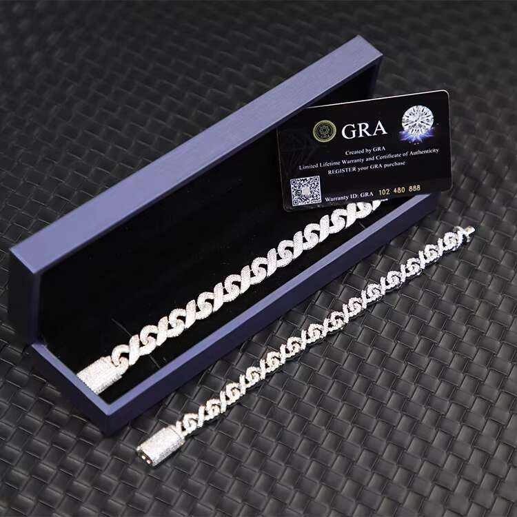 Hip Hop 9mm 13mm Infinity Style D/VVS Moissanite Cuban Link Chains 925 Sterling Silver Iced Out Chains Bracelet Necklace