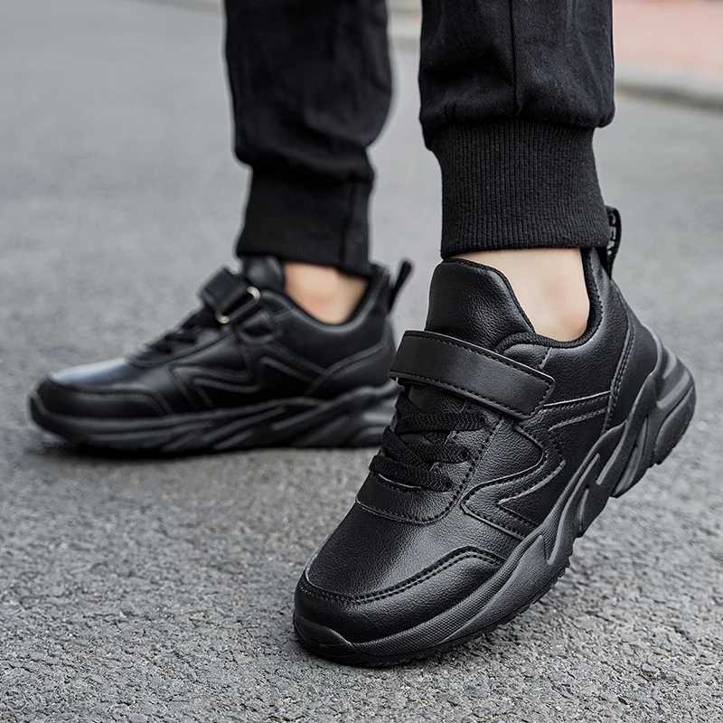 Childrens sports shoes childrens leather black boys shoes outdoor school running shoes student casual sports shoes Z250411