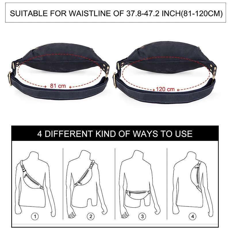 CONTACT'S 100% Crazy Horse Packs Travel Fanny Pack For Men Leather Waist Male Belt Multifunction Chest Bag