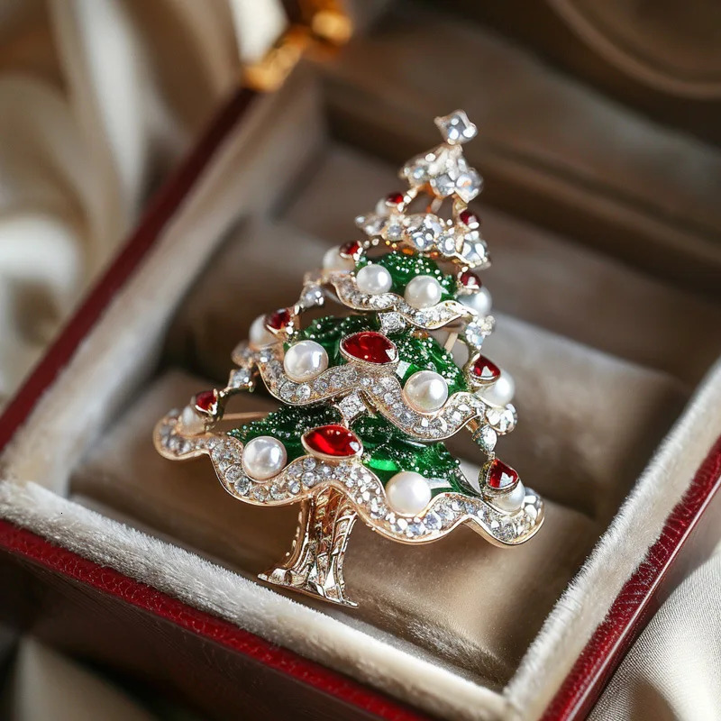 Original n Colorful Pearl Christmas Tree Corsage Highquality Elegant Brooch Crystal Pins for Women Men 251103