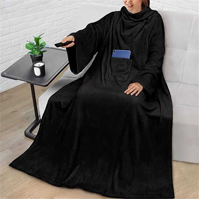 TV Sofa Blanket With Sleeve Thickened Flannel Home Lazy Wearable Blankets For Men Women Adult Winter Autumn Office Nap Blanket C251111