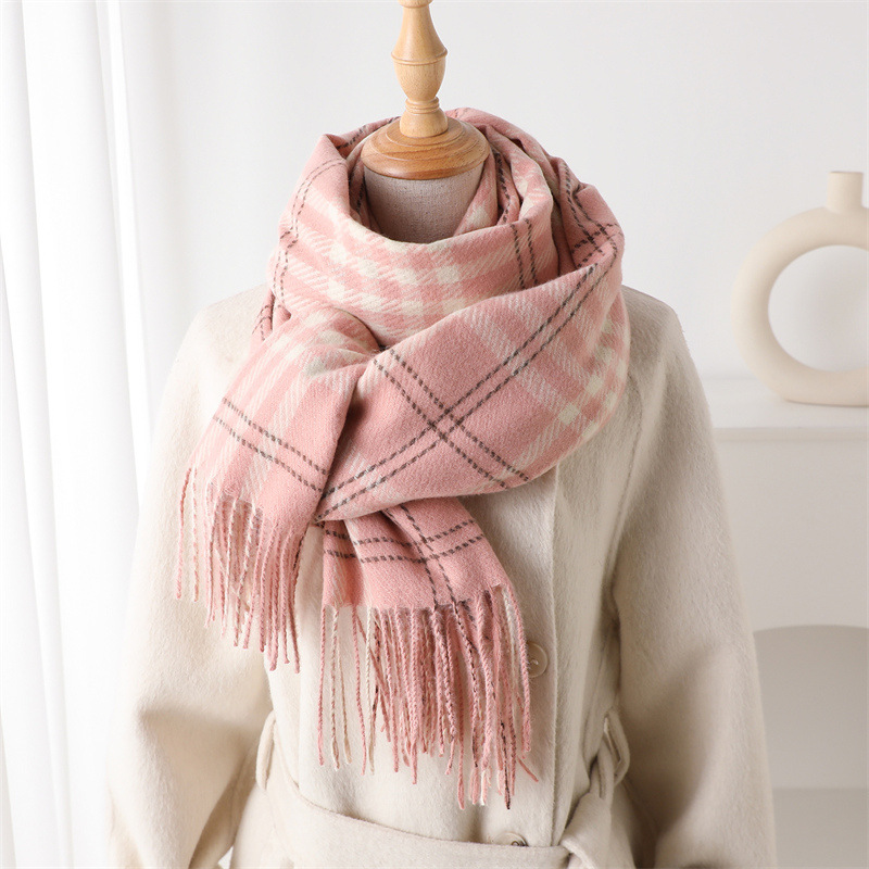 Designer free shipping scarves 2025 High-Quality medium to long thick scarf fashionable and warm imitation cashmere scarf plaid shawl Pastel white