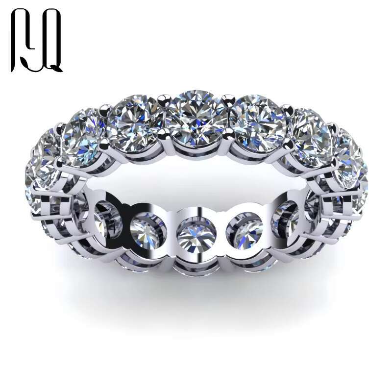 PYQ 5mm/0.5ct D Color Promise Eternity Band Rings 925 Sterling Silver Moissanite Wedding Rings