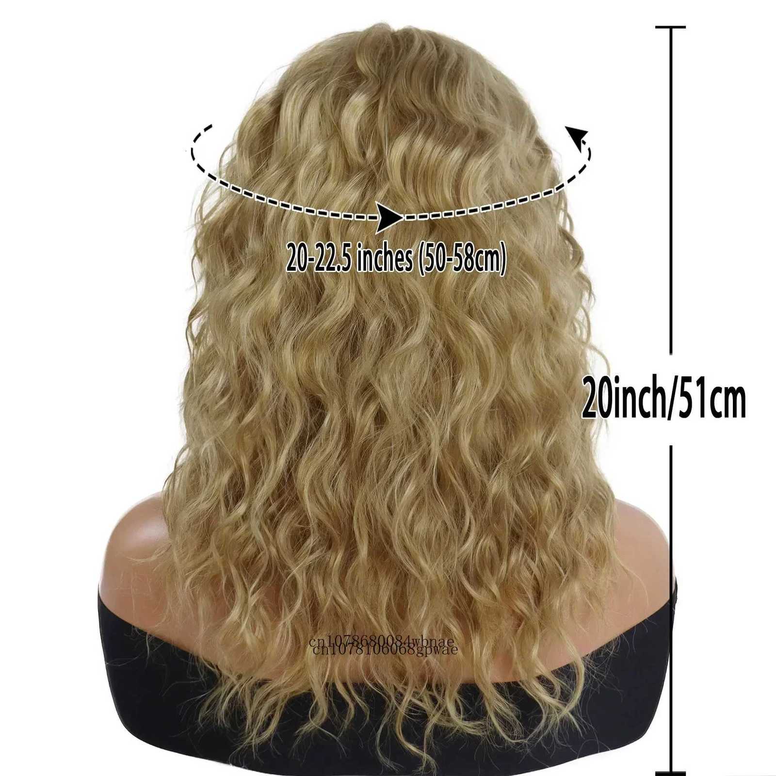 Synthetic Blonde Hair Long Wavy Wigs for Women Halloween Cosplay Wig with Bangs Natural Wave Mommy Wig Daily Use Heat ResistantT251111