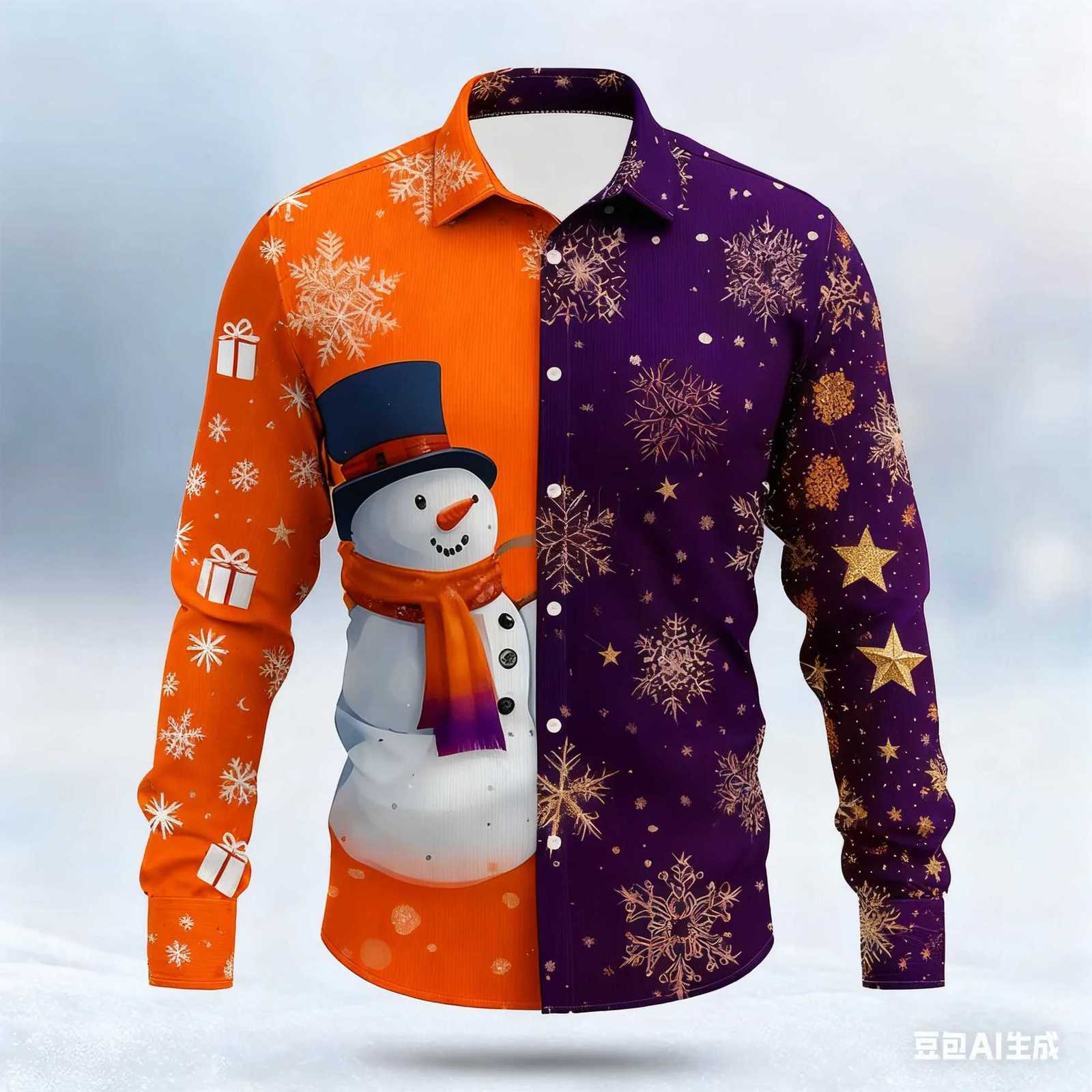 2025 Christmas Mens Snowman Snowflake Man Shirt Dress Shirts Long Sleeve Fashion Casual Outdoor Holiday Spring Fall Winter K251110