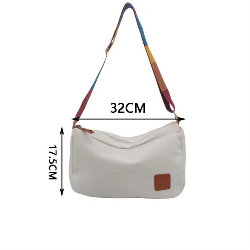 Casual Canvas Crossbody Bags Colored Shoulder Strap Solid Color Messenger Bag Vintage Shoulder Bag WomenT251110