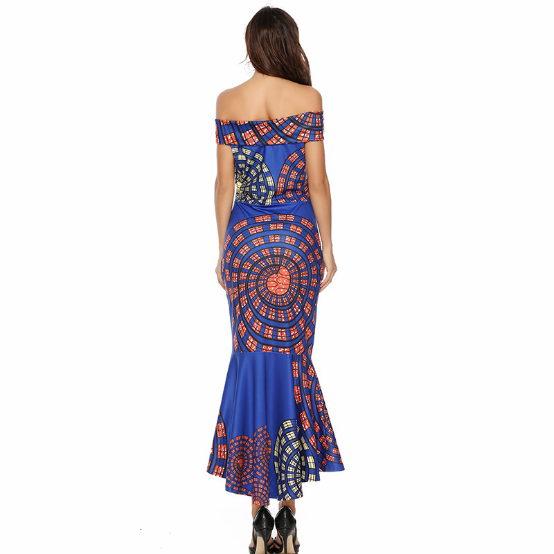 New Sexy Off Shoulder Print Wrap Hip Dress