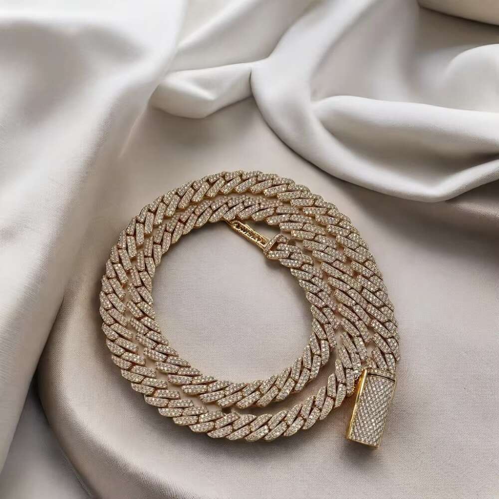Dope Jewelry Hiphop Necklace 925 Sterling Silver Pass Diamond Tester 8mm 10mm Gold Plated VVS Moissanite Cuban Chain