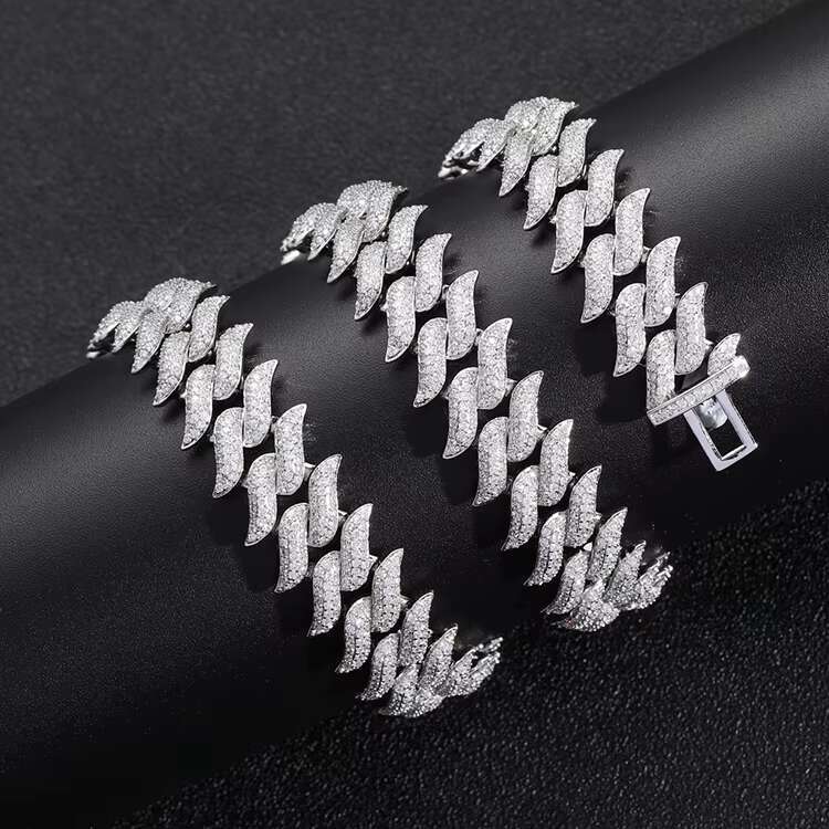 Fashion Customized Solid Silver High Quality Moissanite Diamond Spiked Chain Link for Jewelry Gift