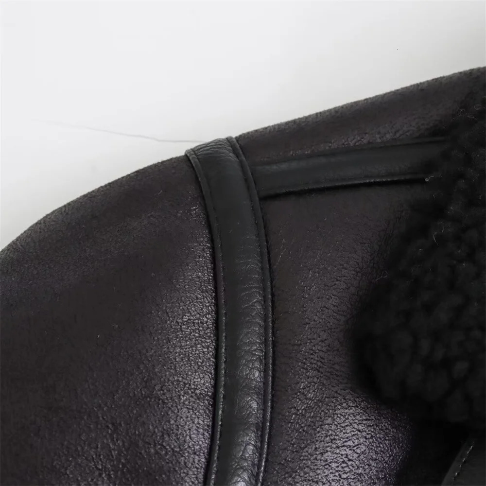 Autumn Womens European and American Style Loose Fashion with Belt Double sided Collar Jacket Coat 251103