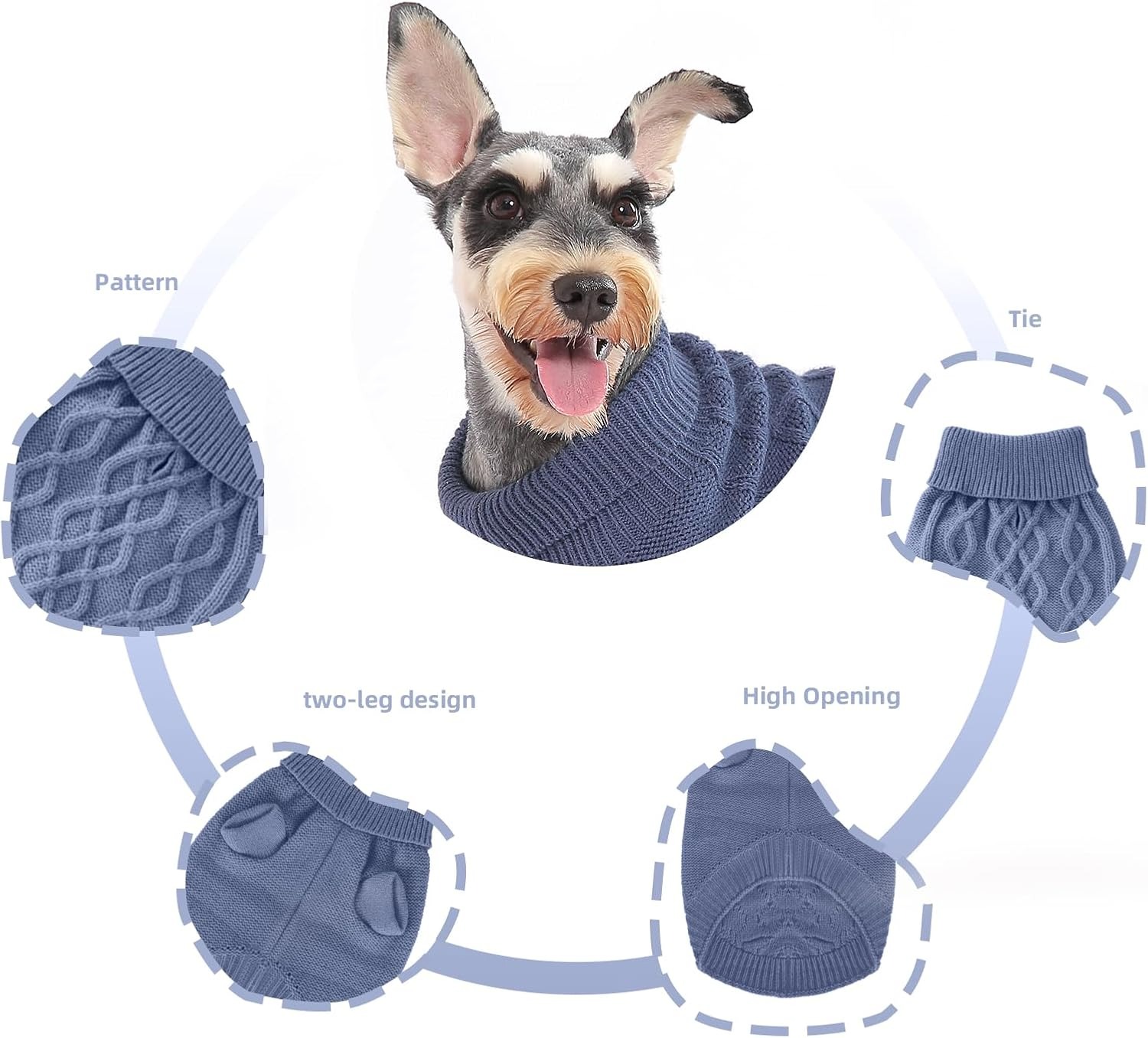 Small Dog Warm Winter Sweater Pet Dog Clothes Dog Knitwear for Small to Medium Breeds Dog Outfits (Dark Blue M)