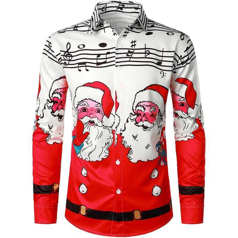 2024 New Christmas Style Santa Claus Graphic Shirt For Men Casual Vintage 3d Print Long Sleeve Clothing Holidays Party Y2k Tops K251110
