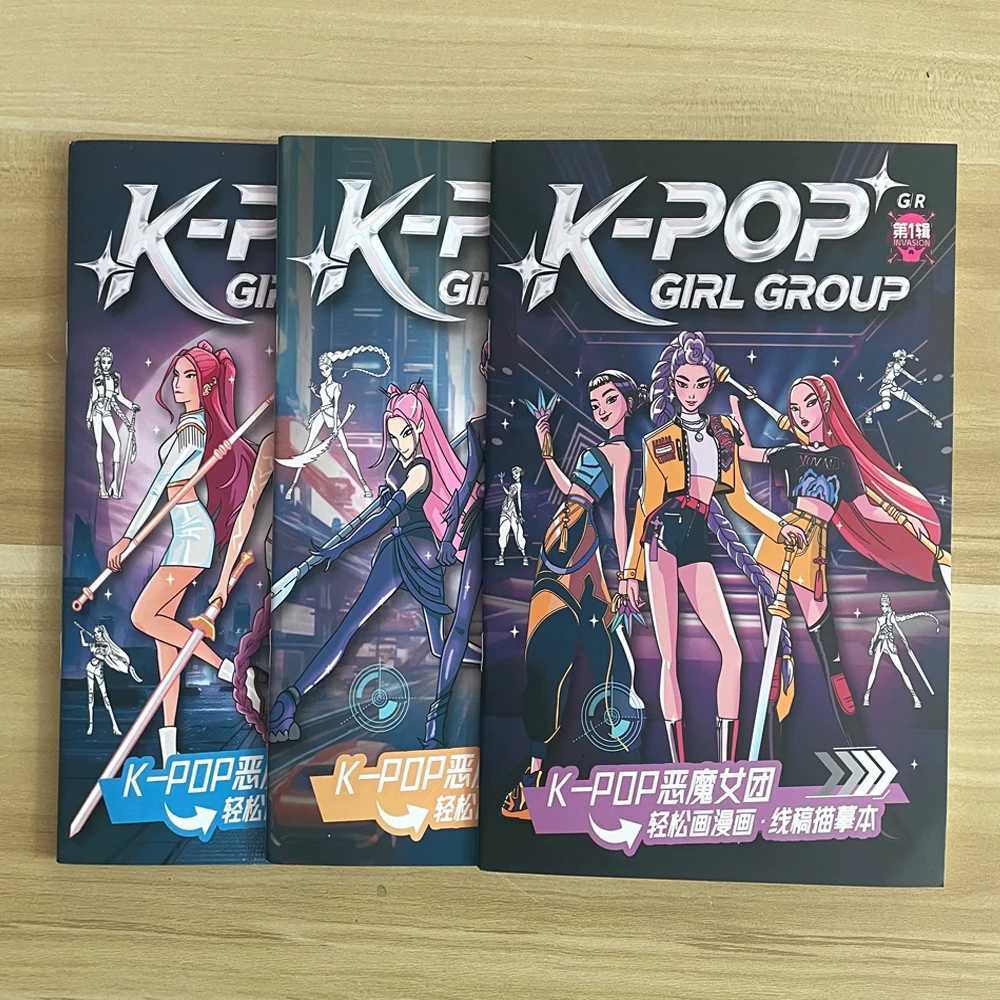 KPop Demon Hunter Sketch Copy Album Coloring Books Anime Tracing Kids Drawings DIY Color Filling Graffiti Toys Book Girl Gift Z251111