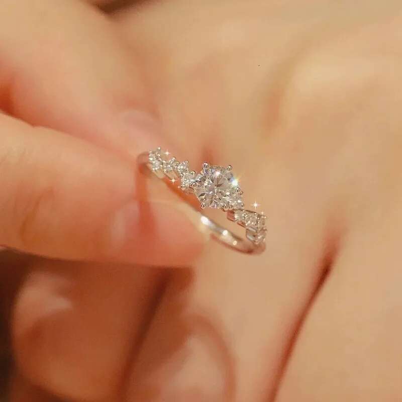 1CT Moissanite Womens Ring New Fashion Star Ring S925 Sterling Silver Adjustable For Women Wedding Party Gift