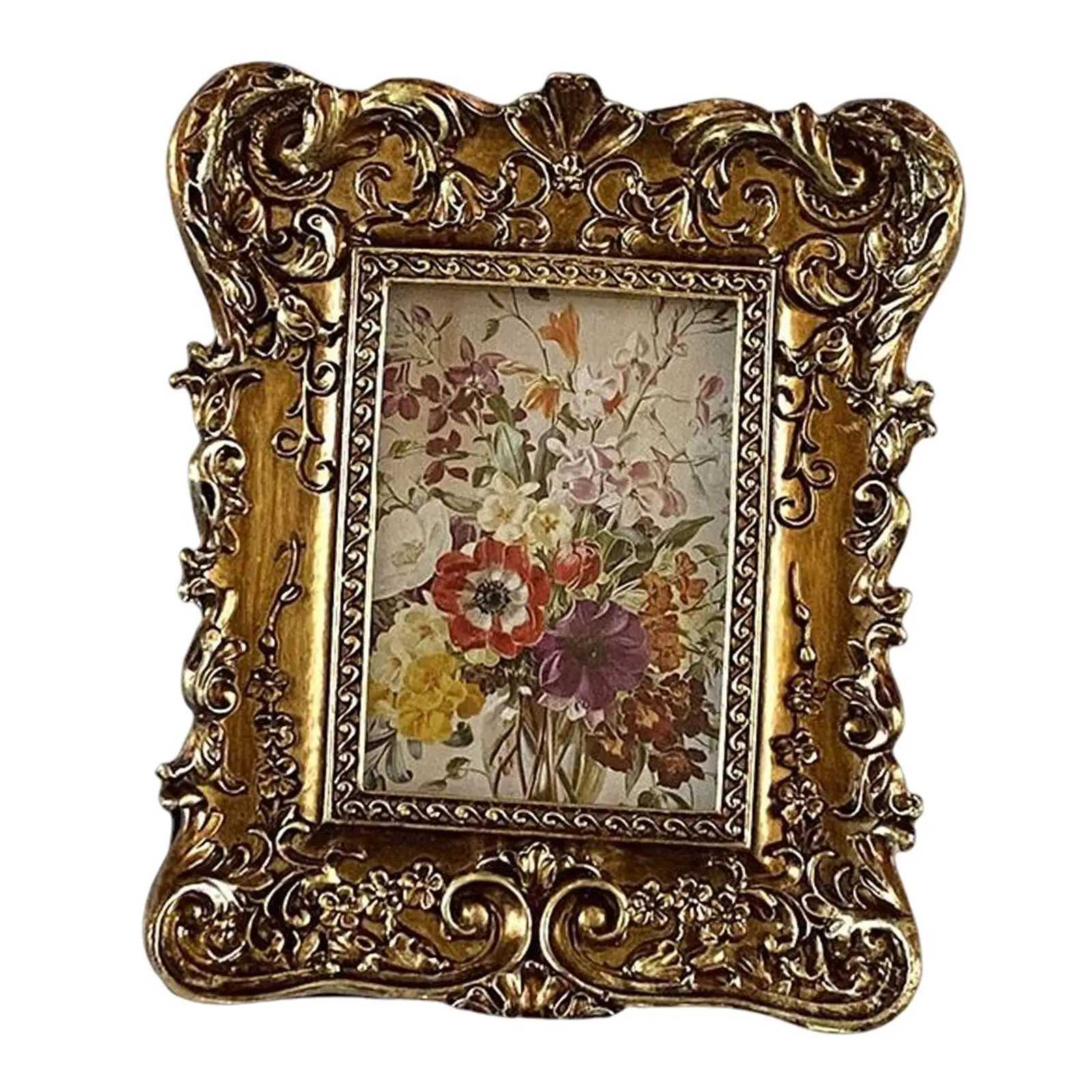 Embossed Floral Photo Display Holder Elegant Decorative Table Wall Hanging Picture Frame for Hallway Home Decor L251110 H260306