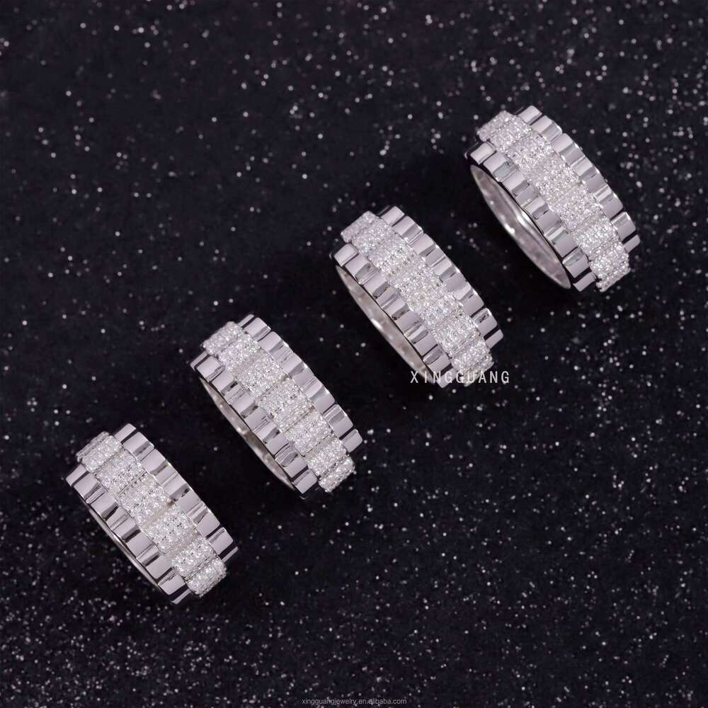 Hot Sale Ring Pass Dia Test Moissanite Hip Hop Watch Band Sterling Sier Rings for Men Daily Wear