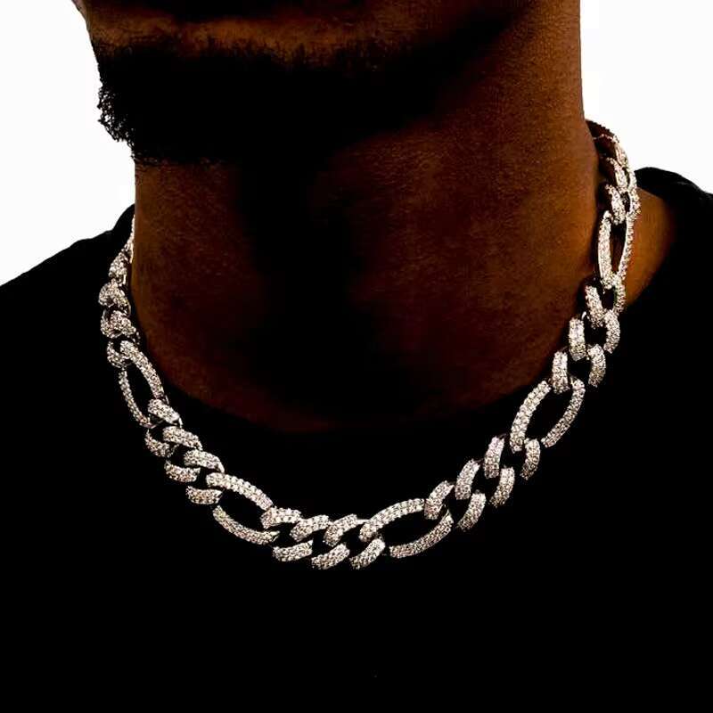 Hip Hop VVS Moissanite Mens GRA Iced Out Spiked Figaro Infinity Link Cuban Chain With 925 Sterling Silver Pass Diamond Tester