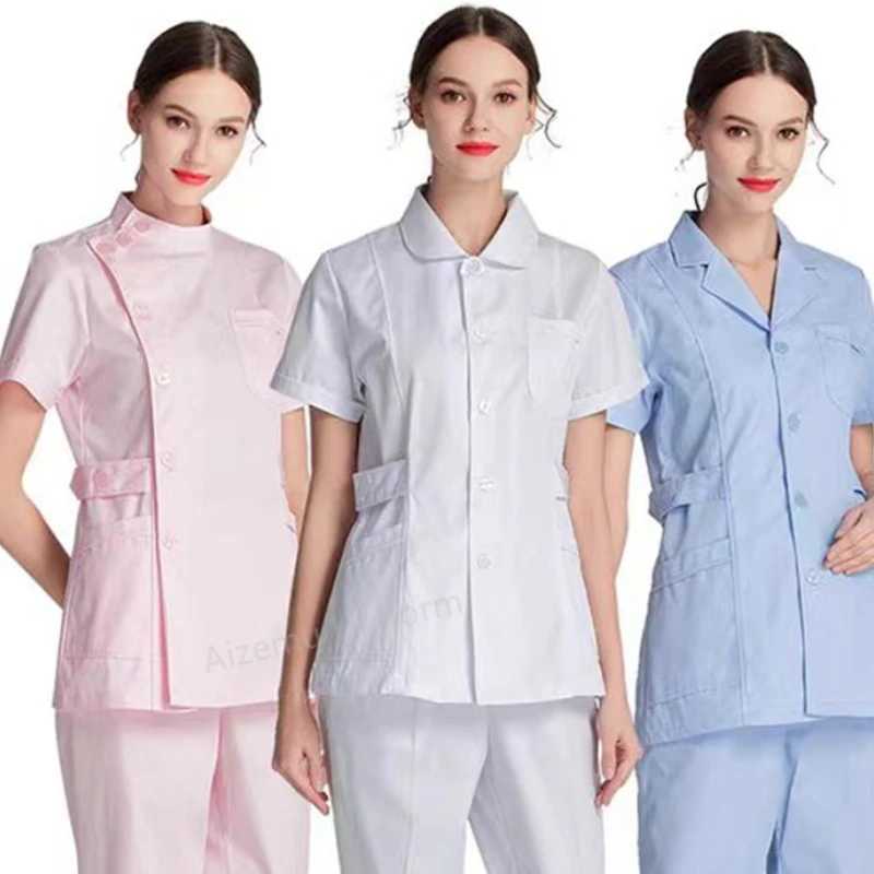 White Short Detergent Top Nurse Uniform Set Laboratory Coat Doctor Uniform Womens Medical Clothing Beauty Sn Long Sleeve Clothing X250410
