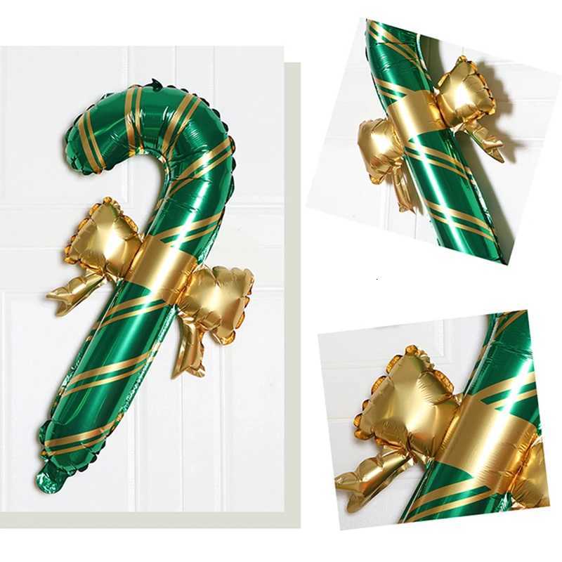 Christmas 6pcs Christmas Decoration Candy Cane Bow Balloon Red And Green Stripes Christmas Foil Balloon Xmas New Year Party Supplies Y251111