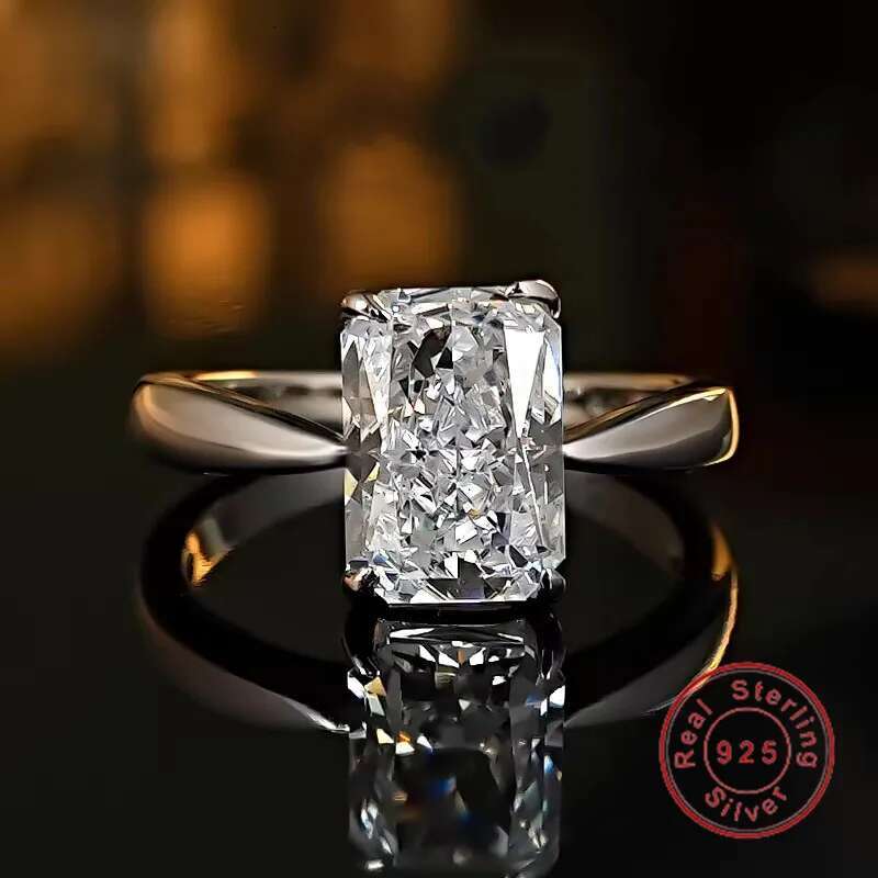 2025 Ice Cut Sparkling White Moissanite Diamond Eternity Pure 100% 925 Sterling Silver Party Women Jewelry Wedding Ring Gift