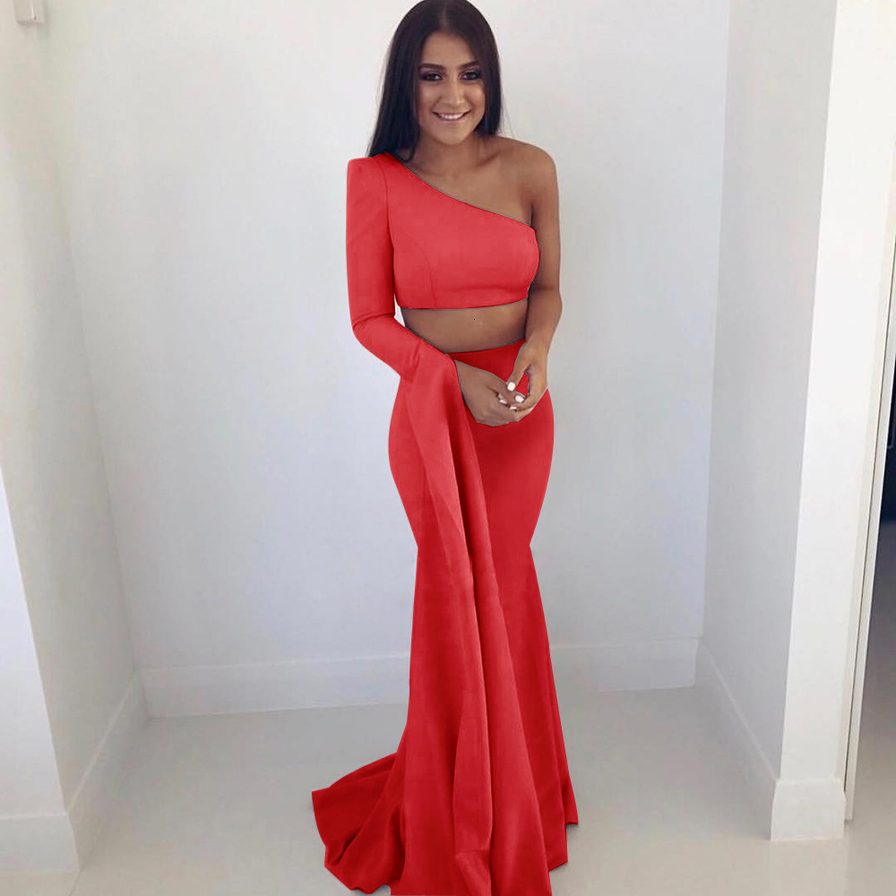 2025 New Summer Sexy One Shoulder Sleeve Open Umbilical Long Dress