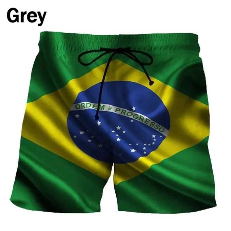 3D printed Brazilian flag pattern beach shorts for mens summer fashion casual board shorts for mens outdoor sports gym swim trunksW250410