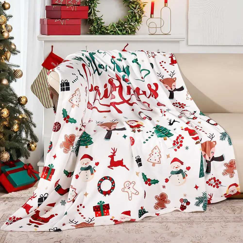 Christmas Series Theme digital-printed polyester Bedroom velvet flannel soft sofa cover blanket Fleece cover blankets for beds C251111