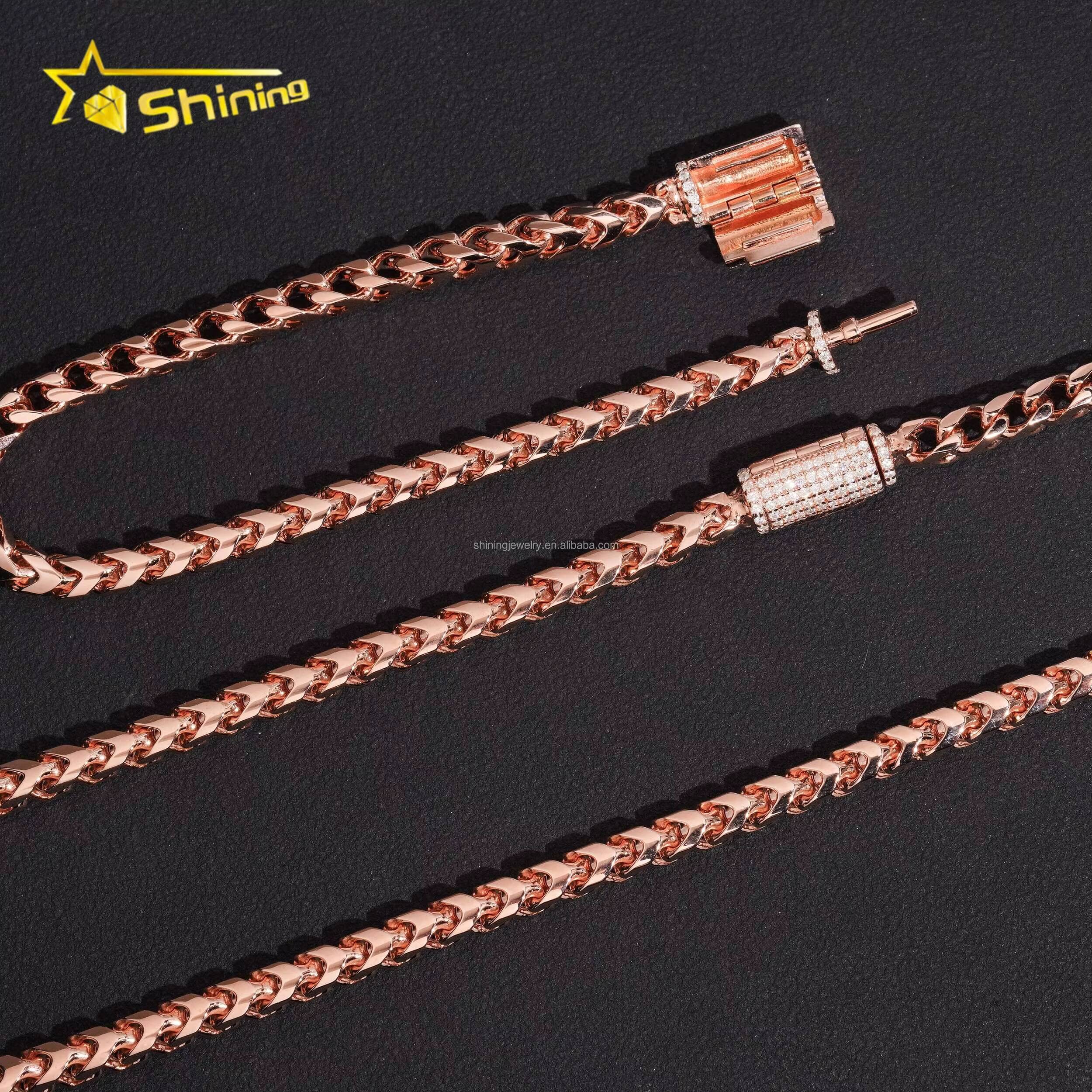 4mm Hot Selling Fashion GRA Certificate S925 Sterling Hip Hop Iced Out VVS Moissanite Clasp Franco Infinity Rope ChainBracelet