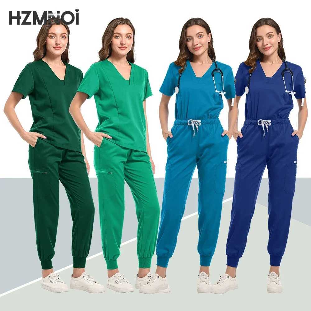 High Quty Hot Sale Hospital Uniform Tops and Pants Medical Women Nursing Scrub Uniform Womens Surgical Scrubs Sets X250410