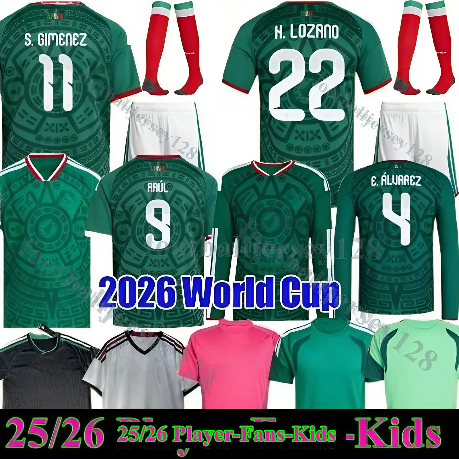 2025 2026 Mexico Gold Cup Soccer Jerseys CHICHARITO GIMENEZ H.LOZANO 25 26 HOME AWAY Maillot Football Shirt Mexique E. ALVAREZ A.VEGA RAUL Men Woman KidS KiT