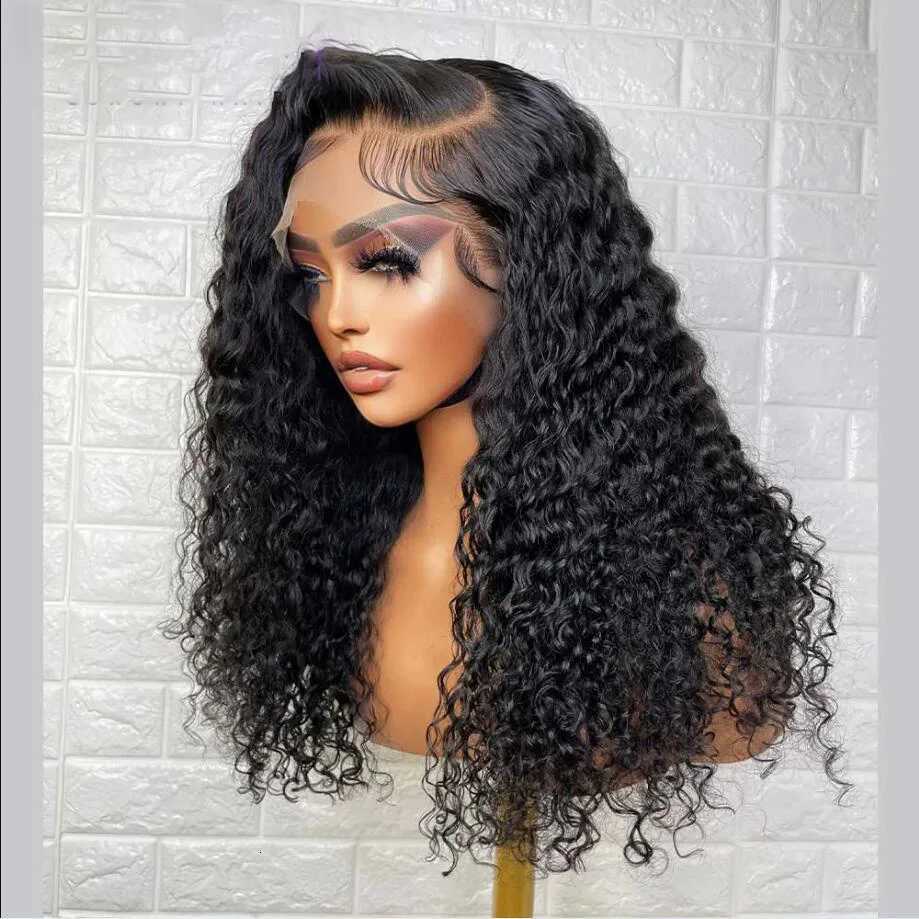 180 Density 26 inch Long Soft Black Kinky Curly Preplucked Lace Front Wig For Women Natural Hairline Wig With Baby Hair GluelessT251111
