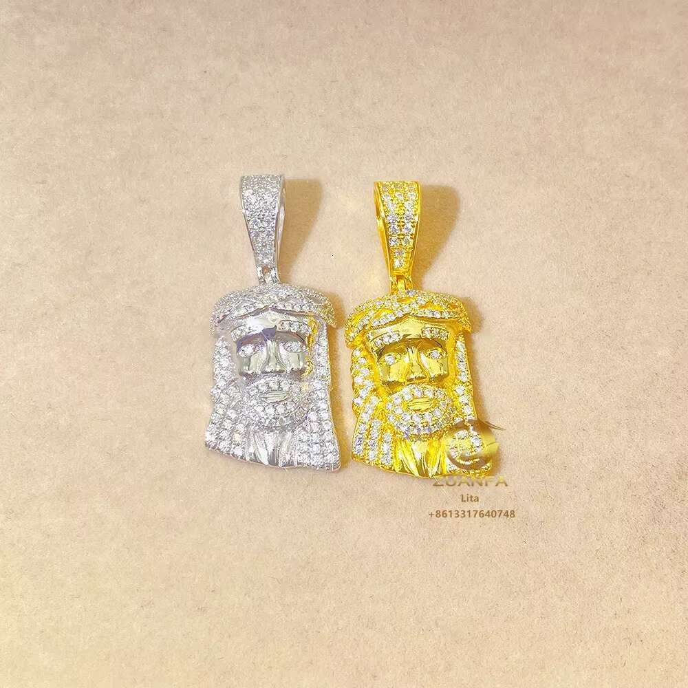 Pass test Hip Hop Wholesale Jesus Face 14k 18k Gold Plated Diamond Necklace and Pendant Women Pendant