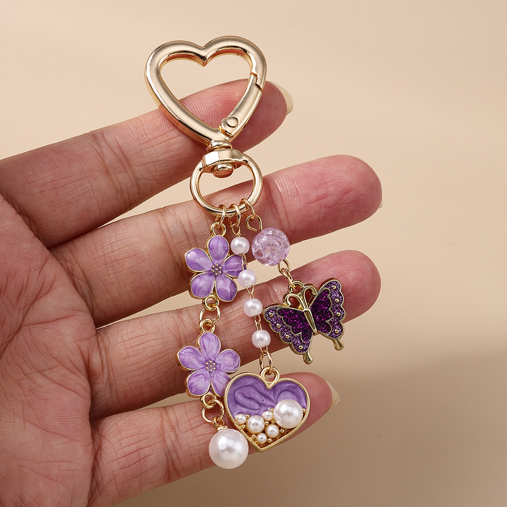 Fashion Trendy Backpack Charm Best-Selling Butterfly Heart Keychain Personalized Animal Flower Key Ring