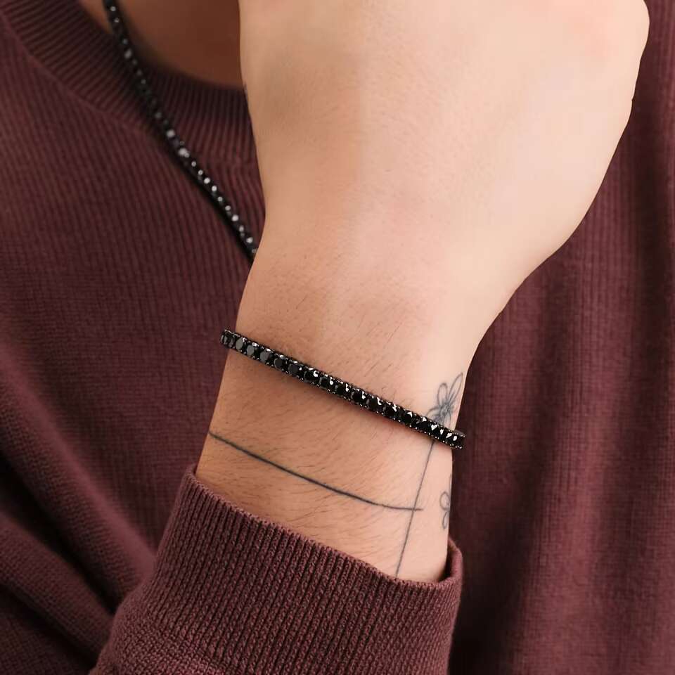 USA Warehouse Black Chain 4mm Men Sparkg Jewelry Round Dia Cubic Zirconia CZ 14K Gold Plated Women Tennis Bracelet