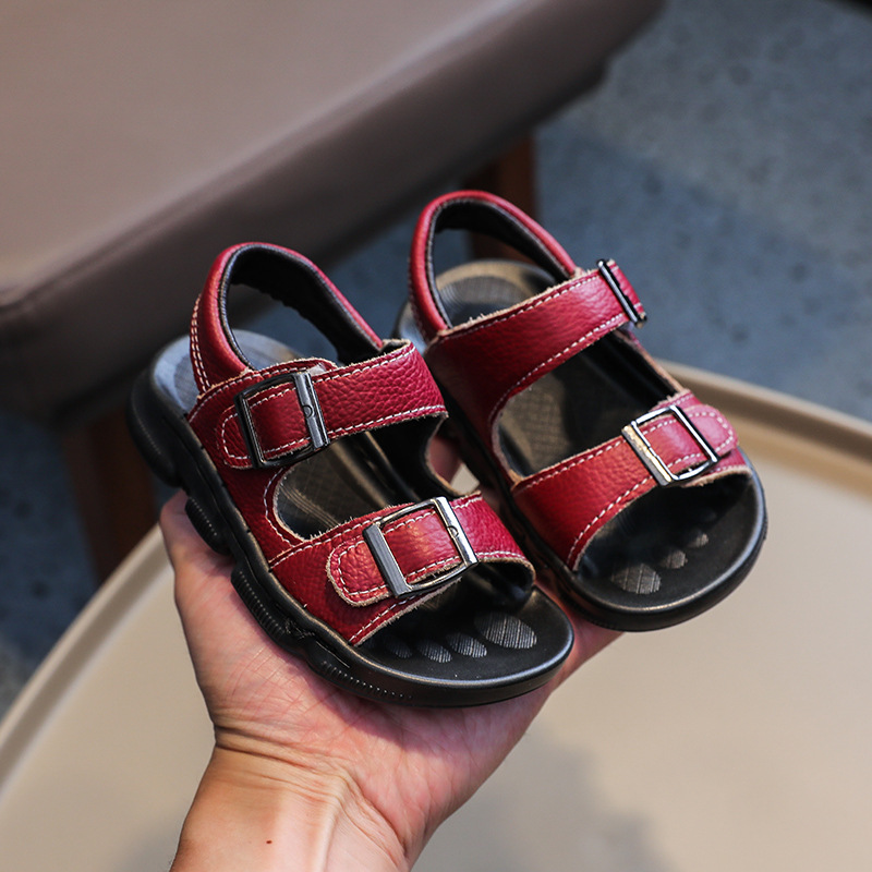 Toddler Summer Beach Sandals 2025 Boys Girls Leather Comfortable Flat Sandals Child Kidszworld Kids Summer Sandals Size 21 - 30 K0241
