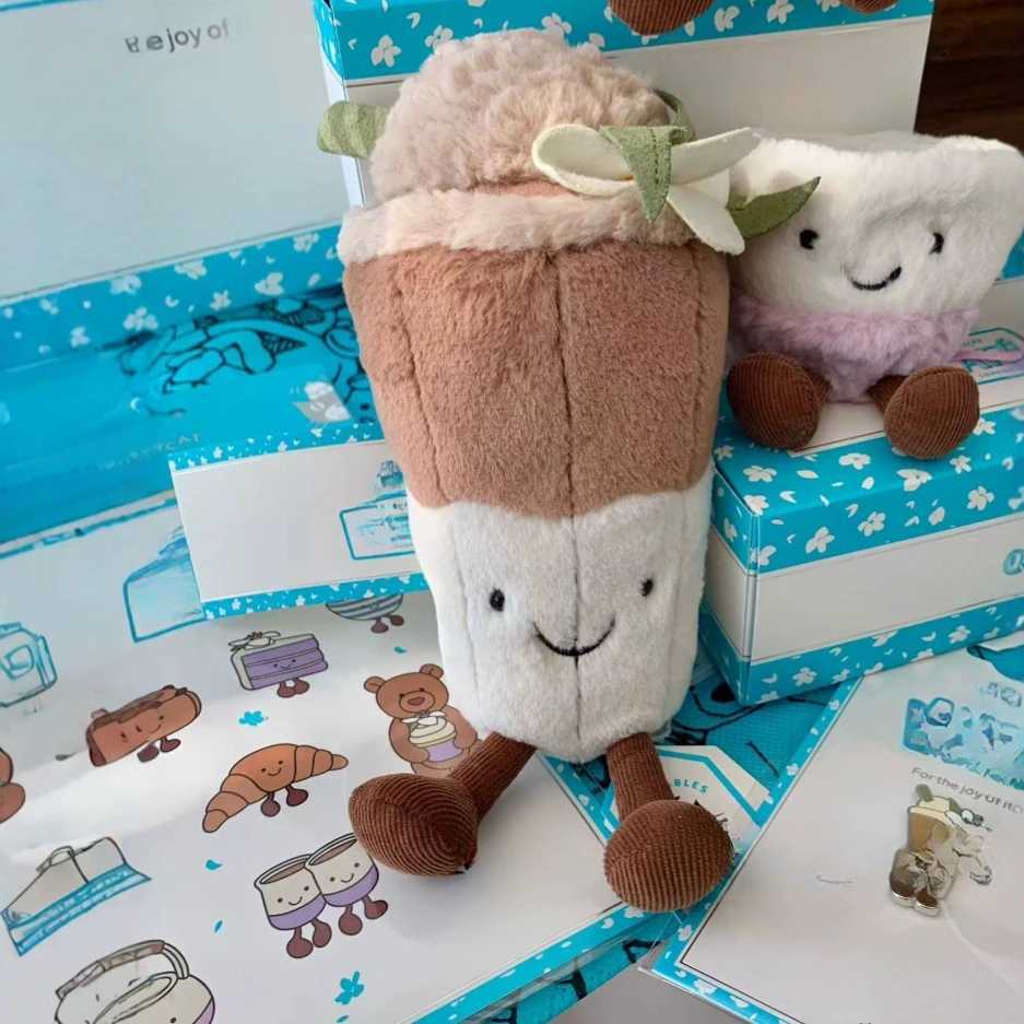 Label Jelly Cat Mulan Latte Bubble Teacup Doll Soft Pillow Cute Holiday Birthday Gift Girl Stuffed Toy W250411