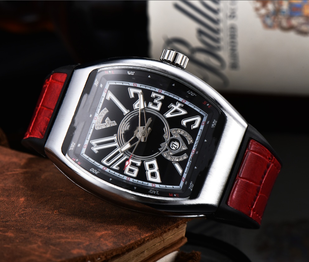 Wristwatches Watch Men's Frank Wine Bucket quartz Large Same Design Dial Starry Limited Edition Leather Belt Retro Creative Watches #75